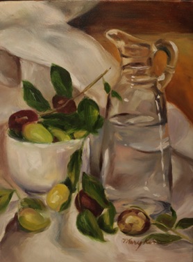 Cruet with Olives
oil on panel
8” x 6”